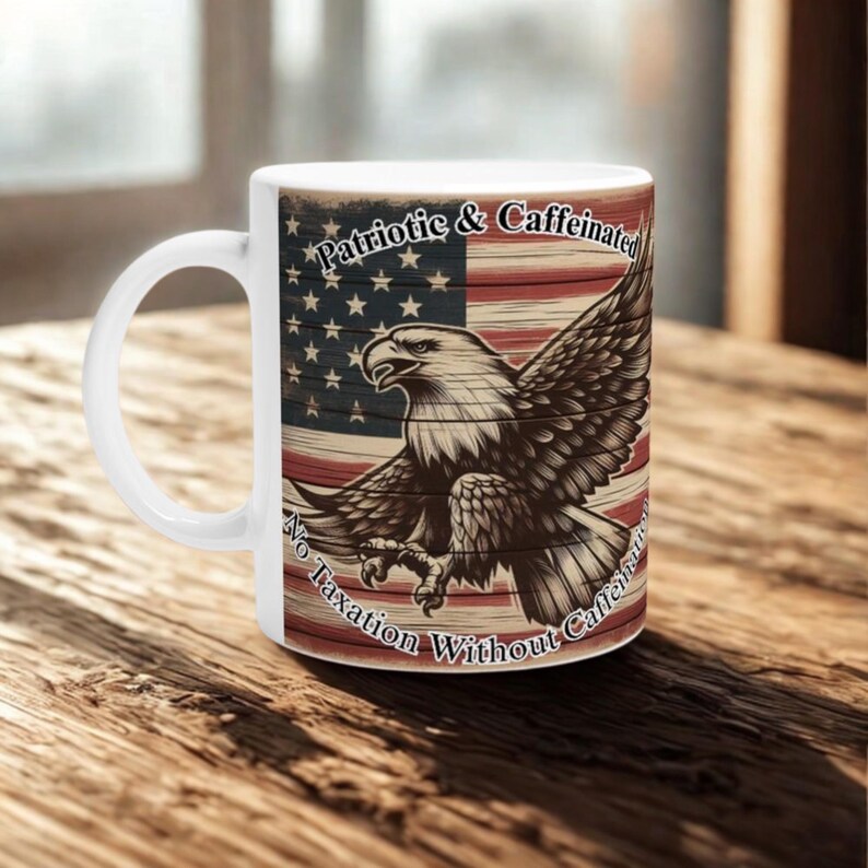 No Taxation Caffeination Mug Funny Patriotic Gift, 11oz Ceramic for USA Coffee Lovers, Veteran-Owned image 7
