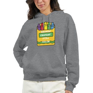 Broken Crayons Hoodie Inspirational Gift, Comfort Wear Sweatshirt, 50% Cotton Positivity Apparel, Veteran-Owned Sport Grey