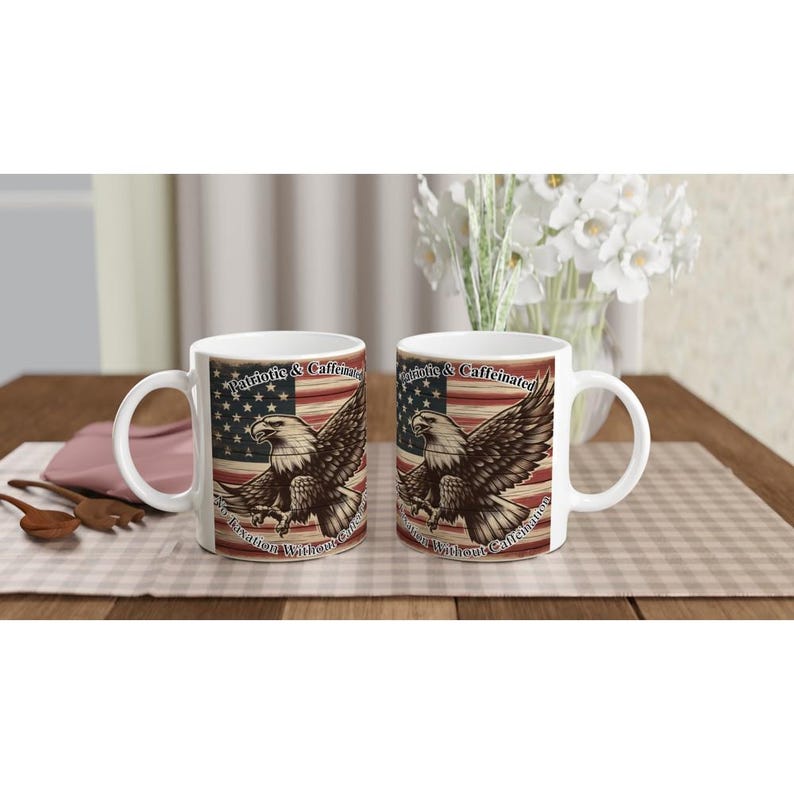 No Taxation Caffeination Mug Funny Patriotic Gift, 11oz Ceramic for USA Coffee Lovers, Veteran-Owned image 8