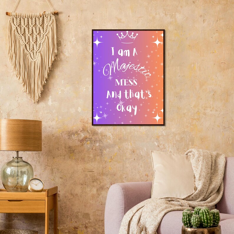 Majestic Mess Framed Print: Funny Self-Care Dorm Decor image 3