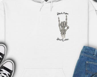 Rock Now Rest Later Hoodie Inspirational Gift, Positive Vibes Sweatshirt, 50% Cotton Apparel, Veteran-Owned