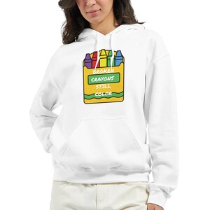 Broken Crayons Hoodie Inspirational Gift, Comfort Wear Sweatshirt, 50% Cotton Positivity Apparel, Veteran-Owned White