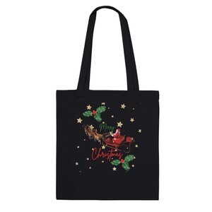 Eco-Friendly Merry Christmas Tote Bag - Holiday Gift, Reusable Canvas Bag with Festive Santa Design