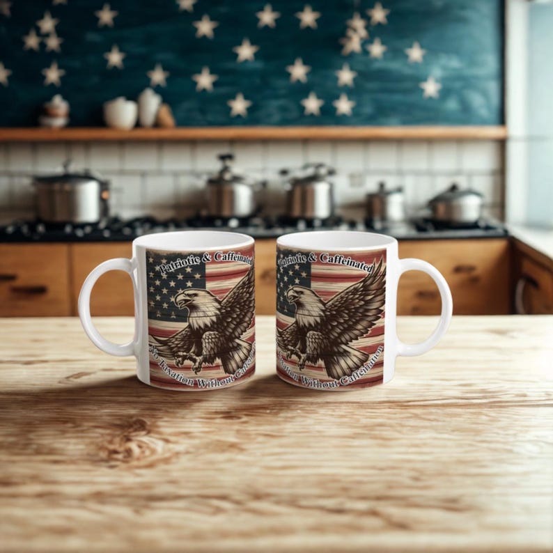 No Taxation Caffeination Mug Funny Patriotic Gift, 11oz Ceramic for USA Coffee Lovers, Veteran-Owned image 4