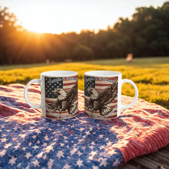 No Taxation Caffeination Mug Funny Patriotic Gift, 11oz Ceramic for USA Coffee Lovers, Veteran-Owned