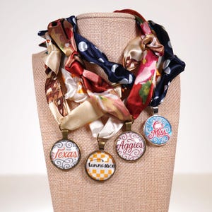 SEC College Scarf Necklace |  Alabama, Ole Miss, Auburn, Tennessee, Texas, Florida, Texas A&M, LSU Missouri | Game Day Jewelry and Gifts