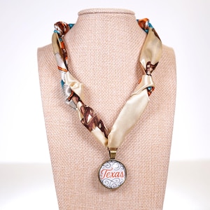Longhorn Scarf Necklace: Texas Game Day Jewelry, Alumni Gift
