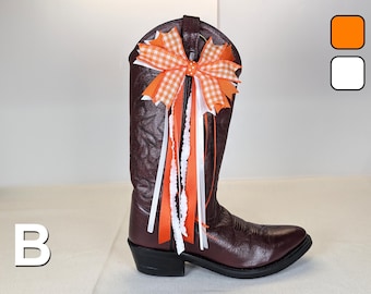 College GameDay Boot Bows | Orange and White Boot Bows | Tennessee Game-day | Set of two (2) Great Graduation gift!
