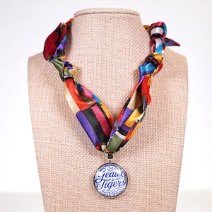 LSU Tigers Scarf Necklace: Geaux Tigers Game Day Jewelry