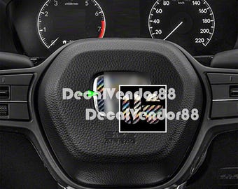 H Steering Wheel Carbon Fiber Gloss Holographic Vinyl Insert Set. 2006+ Models.