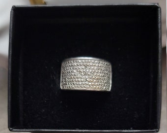 Fabulous Illusion Spark with 5 Cz Wide Ring  Sterling Silver Size 6  Retro 1/2" fron Wide 6.8 gr marked 925