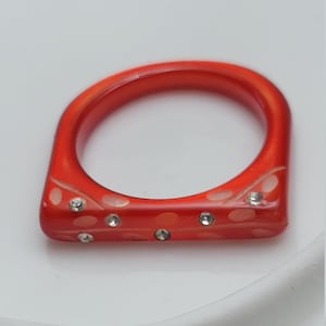 Antique Sparkle Lucite Red and Cz Sparks Glam Retro 60s Size 9