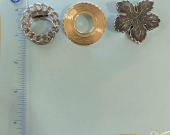 SCARF Clips Lot of 3 Austria *Silver Leaf West Germany *Gold Tone Circle of Life Unbranded
