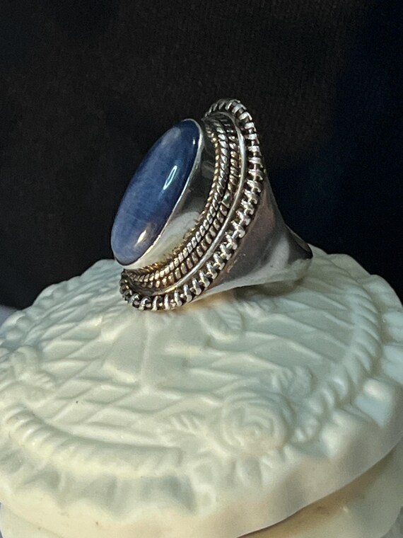 Kyanite Statement Ring Sterling Silver Domed with… - image 2