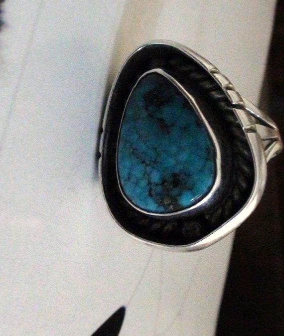 Natural Turquoise  and sterling silver Ring  Size… - image 7