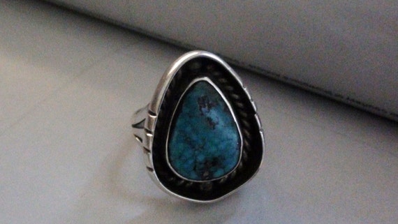 Natural Turquoise  and sterling silver Ring  Size… - image 5