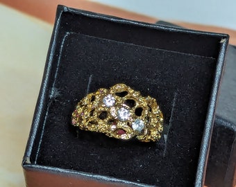 Past Present and Future Ring Brutalist Design with genuine Cubic Zirconias 3mm Amazing Look RSC Covenant New Old Stock