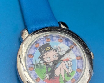 Vintage Betty Boop and Dog Fancy Blue wrist band Working