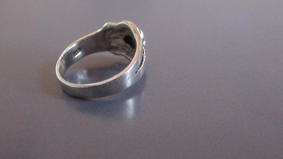 Vintage  Ring  Onyx & Marcasites  HEART Size 6 1/… - image 5