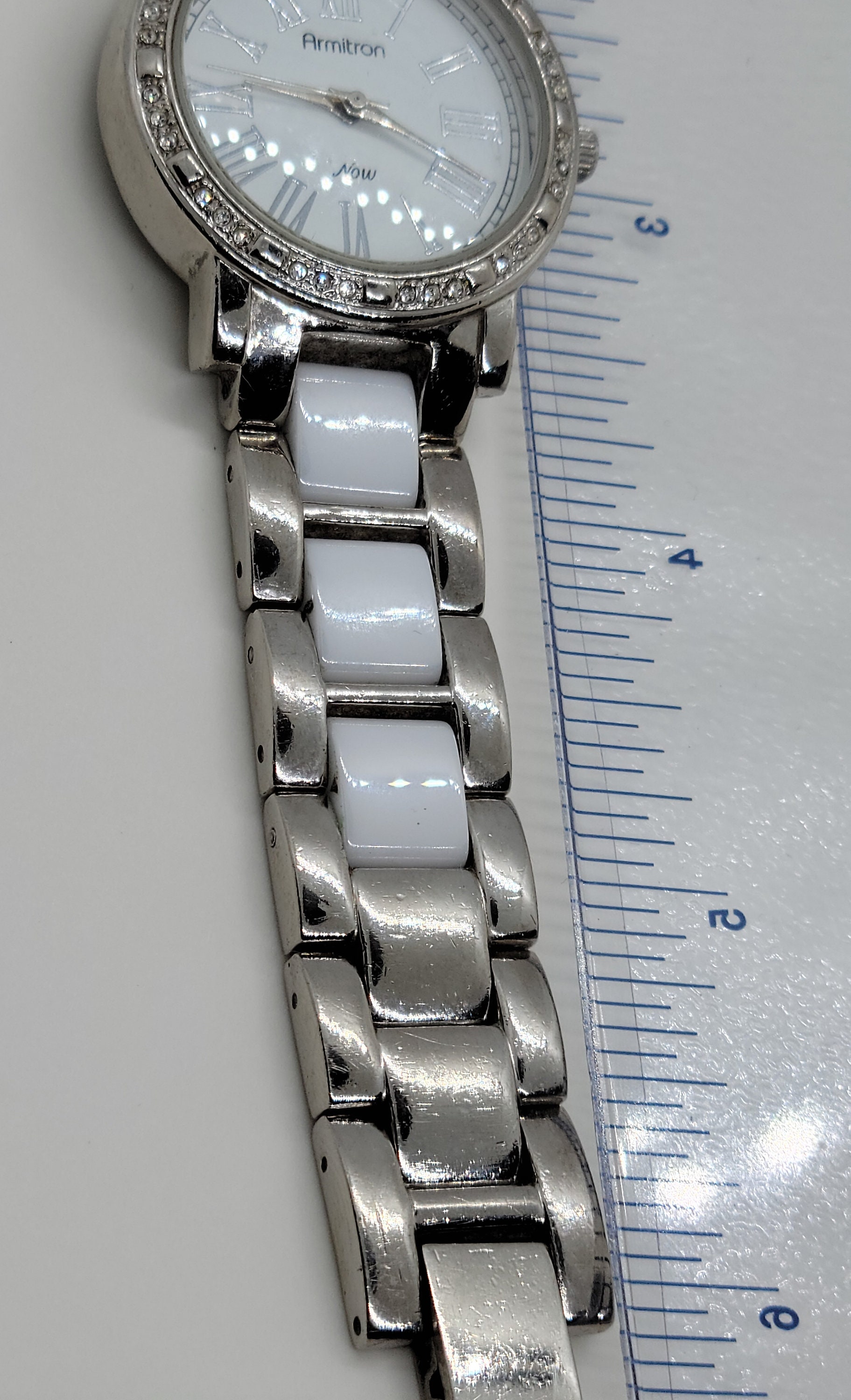 ARMITRON Now Cz Sparkle Chips Porcelain White Face and Combination Ceramic WATCH ARMITRON Now Cz Sparkle Chips Porcelain White Face and  main image 3
