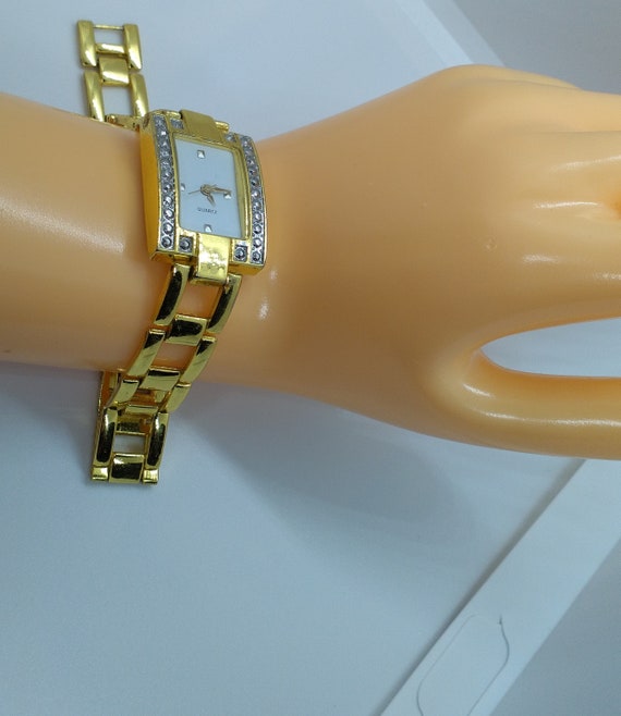 Women's Bracelet  Watch with Marcasites Gold  Ton… - image 1