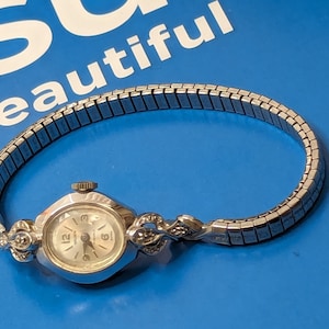 Wind up Diamonds Gruen Art Deco Wrist Watch Classic Watch 10k white gold RGP Working with 17 Jewels