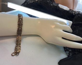 Vintage 1950s Damasquinado De Oro Gold  Foil Art Spanish Link Bracelet