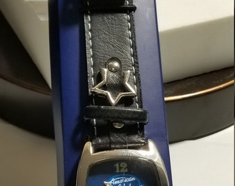 Vintage collectible American Idol Watch Watch Wrist Watch Working Women Open Size from 5" to 7 1/2" max Unisex Large face 1 1/2" square