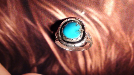 Lovely turquoise and sterling silver  SIZE 7 craf… - image 2