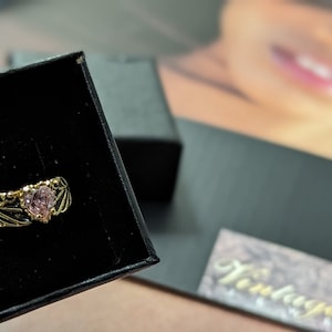 Ring Cz Pink Sapphire My Loving Heart September Birth Stone 10mm x 6mm  18k gold Hge Quality by Covenant RS Old New Stock