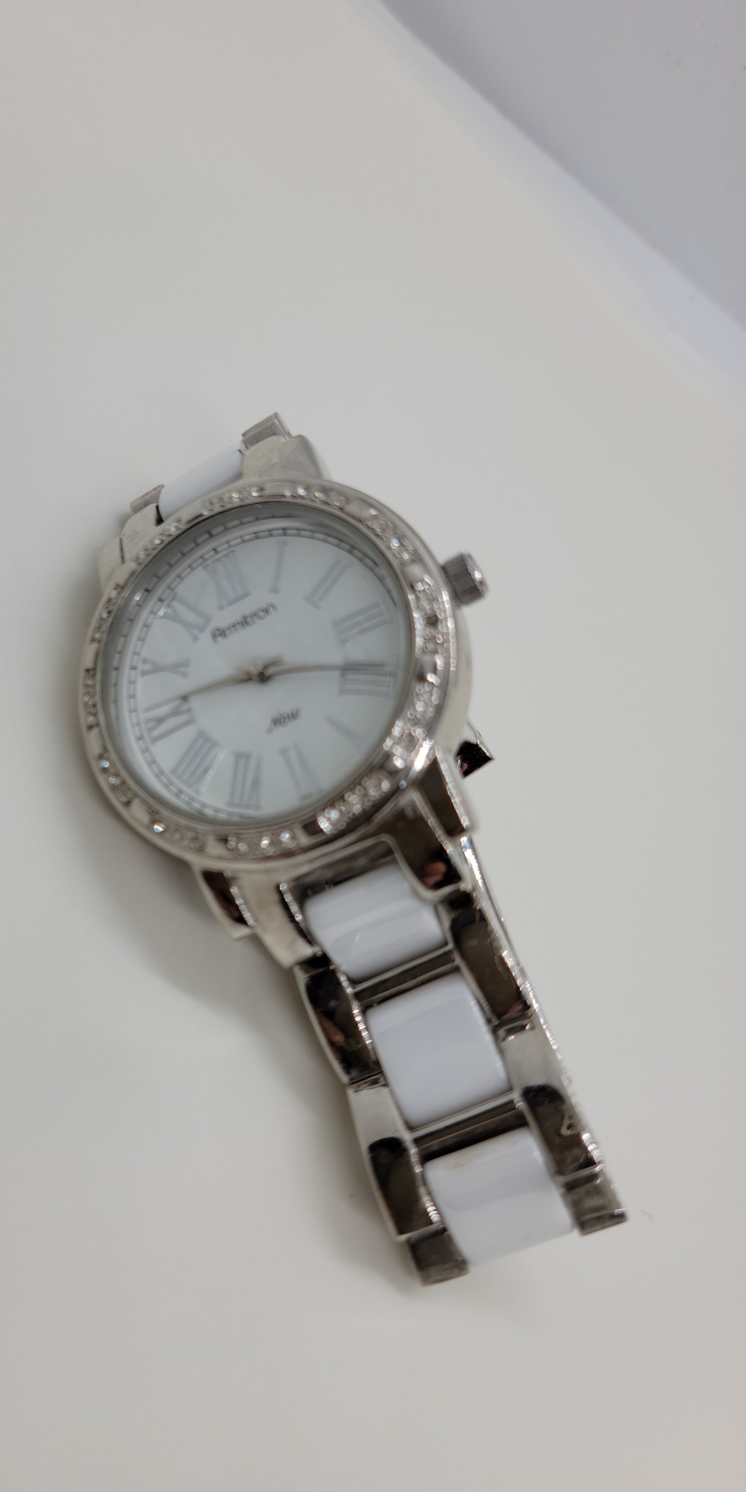ARMITRON Now Cz Sparkle Chips Porcelain White Face and Combination Ceramic WATCH ARMITRON Now Cz Sparkle Chips Porcelain White Face and  main image 2