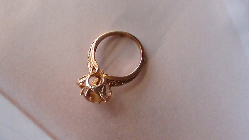 1960 TIGER Eye Cluster Ring Flower Cabochon Design 18kt HGE Size 5 AND 7 Spanish eyes Promise Ring Brides Maids gift ideas C