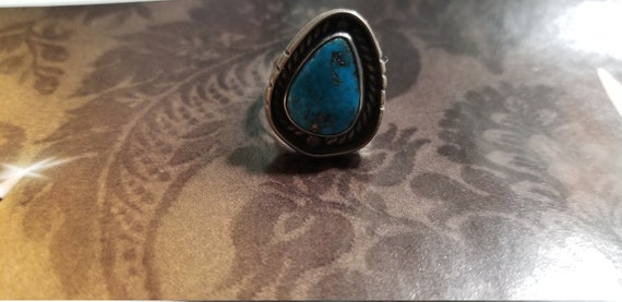 Natural Turquoise  and sterling silver Ring  Size… - image 2