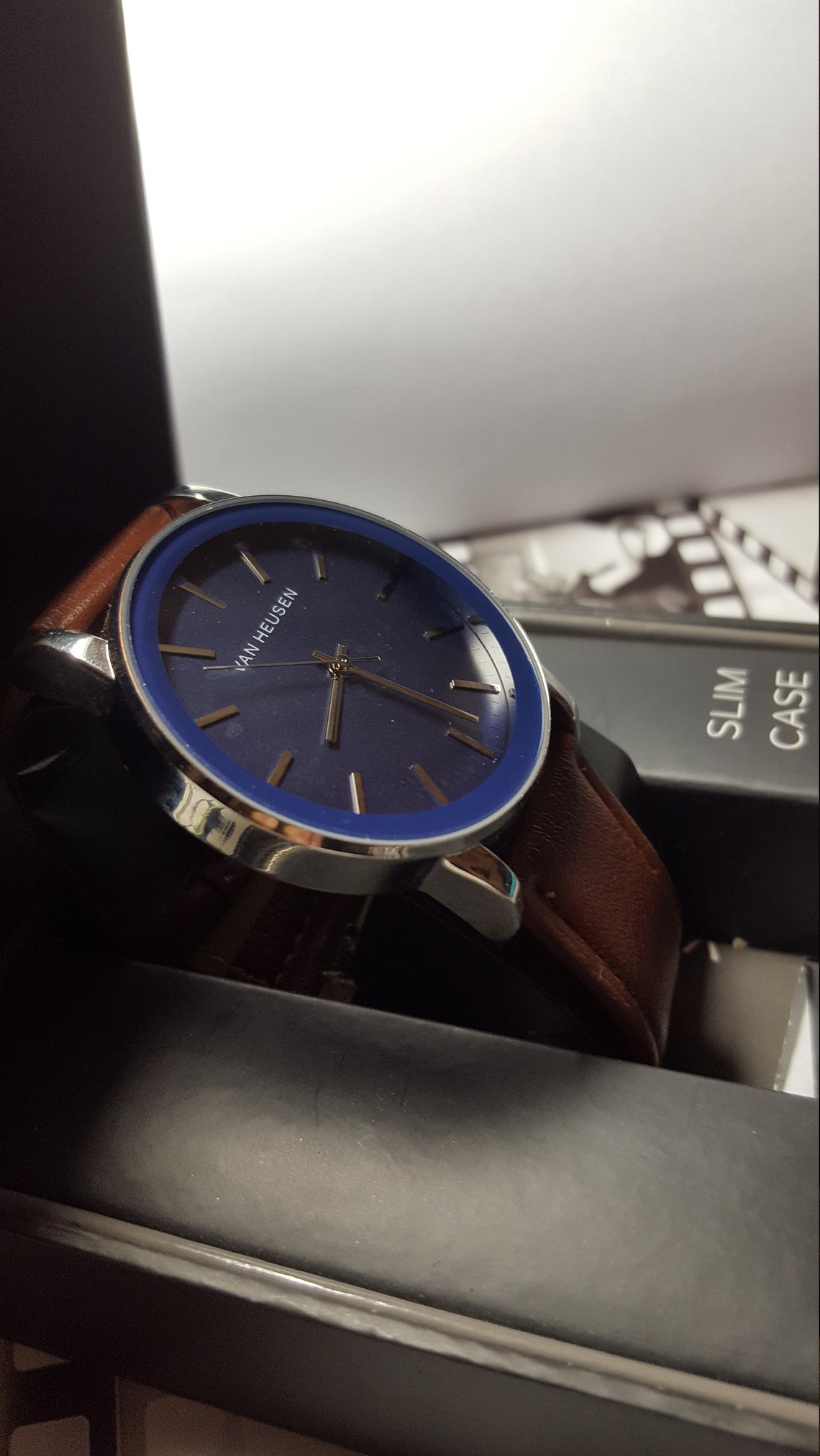 Men or Unisex Van Heusen Quartz Dress Watch Leather Band Etsy