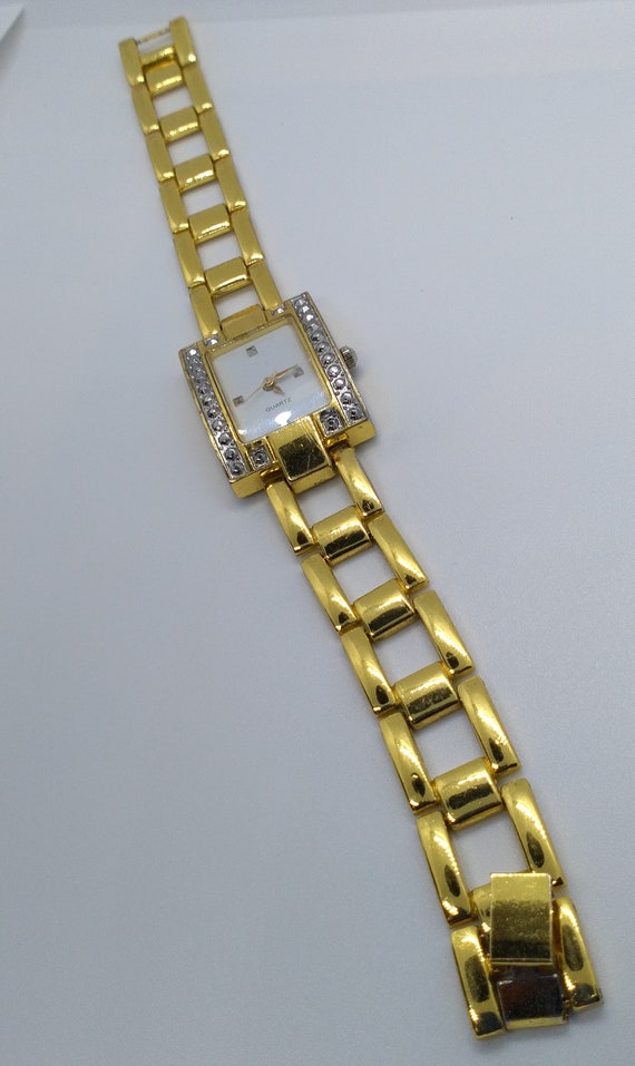 Women's Bracelet  Watch with Marcasites Gold  Ton… - image 3