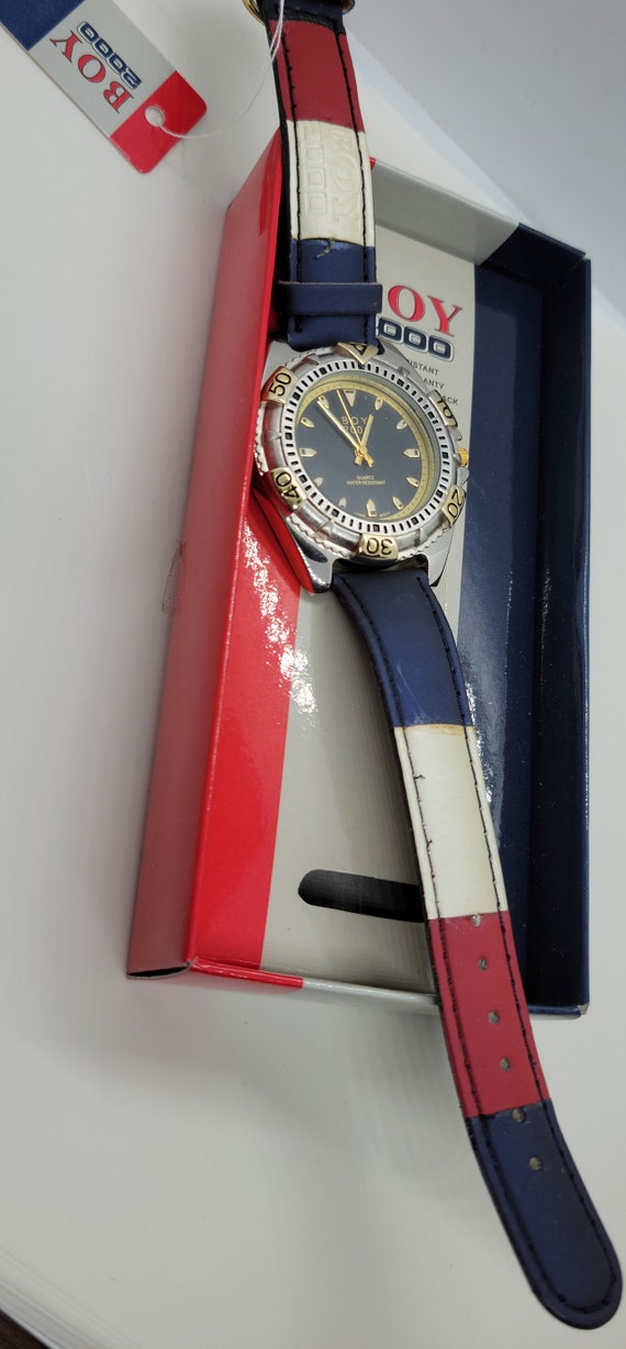 Blue and Red Patriotic Wrist Watch BOY 2000 Brand 
