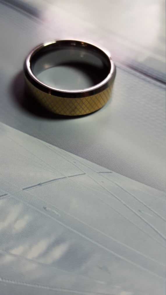 Tungsten Carbide and Gold Inlaid Ring size 10 Smoo
