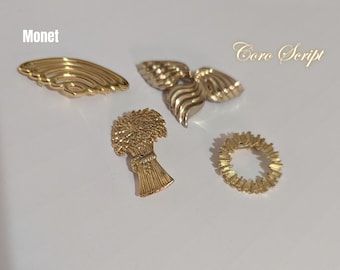 Vintage Lot Brooches Monet* Coro* and two more unsigned Gold tone