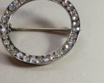 Circle of Life Pendant Brooch Sterling with Cubic Zirconias Around Vintage and Elegant