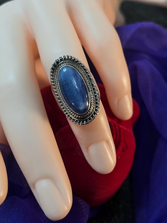 Kyanite Statement Ring Sterling Silver Domed with… - image 8
