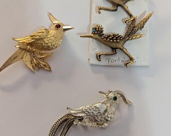 BIRDS LOT Vintage RoadRunner Duet Tortolani mark* BSK Cardinal*Exotic Bird Green eye