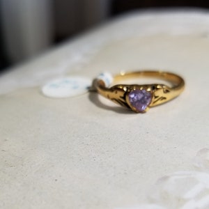 Brides Maids gifts Ring with Genuine Cz Lavender Ice Heart  8mm x 6mm  cz and are  18k gold Hge Quality Mad by Covenant RS Old New Stock