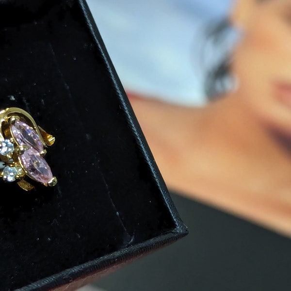 Ring Cz Lavender Amethyst February BirthStone Marquise You and Me  8mm x 6mm  18k gold Hge Quality Mad by Covenant RS Old New Stock