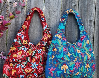 Sac à bandoulière brodé à la main : sac à main artisanal bohème chic