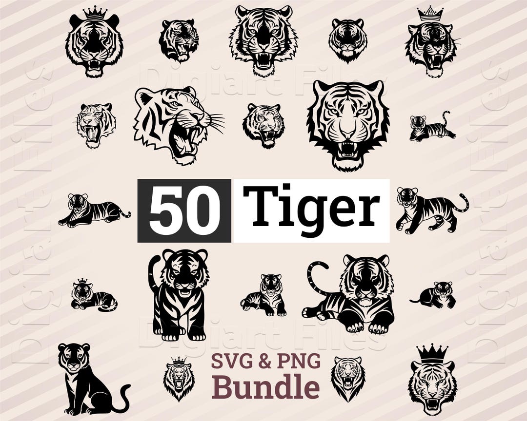 Tigger Vector File Tiger SVG Bundle, Cute Tiger Silhouette PNG, Funny Tiger Vector File ...
