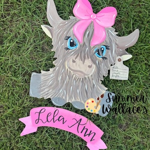 Highland Cow Baby Door Hanger