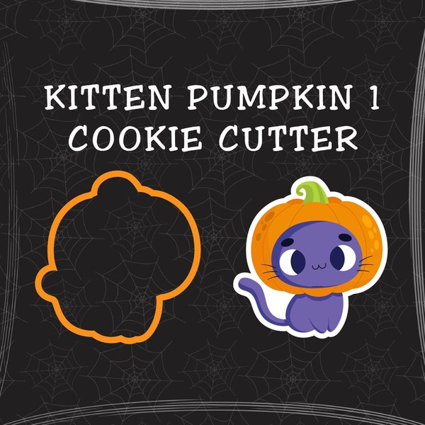 Adorable Halloween Cat/Kitten in Pumpkin Costume 3D Cookie Cutter