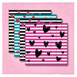 DIGITALE Hintergrund gestreifte Valentine Herzen Sofortiger Download Druckbare PNG JPEG digitale Dateien für Eddie