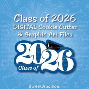 単色デジタル 2026年卒業生 3D クッキー フォンダン クレイ カッター PNG アートと STL ファイルのみ