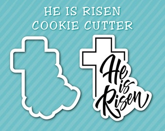 DIGITAL Easter Cross He is Risen 3D Cookie Printable DIGITAL STL File only Instant Download